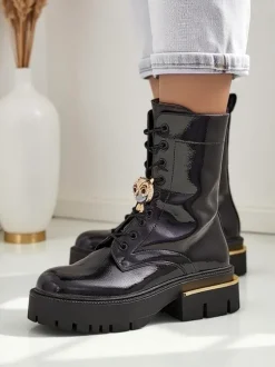 Royalfashion Lakierowane damskie botki typu workery Tesiolle