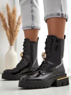 Royalfashion Lakierowane damskie botki typu workery Tesiolle