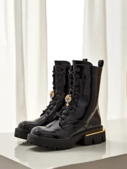 Royalfashion Lakierowane damskie botki typu workery Tesiolle