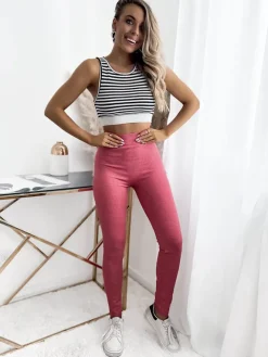 Royalfashion Legginsy damskie w kolorze czerwonym PLUS SIZE