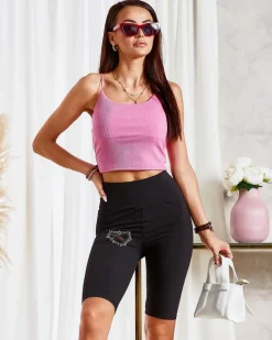 Royalfashion Legginsy damskie kolarki w kolorze czarnym