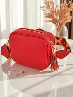 Royalfashion Mała damska torebka z eko skóry z kolorowym paskiem Kovi Lace