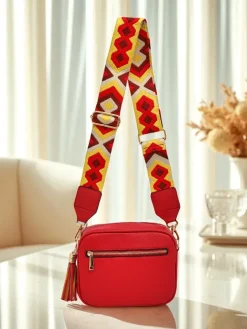 Royalfashion Mała damska torebka z eko skóry z kolorowym paskiem Kovi Lace