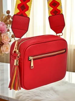 Royalfashion Mała damska torebka z eko skóry z kolorowym paskiem Kovi Lace