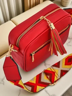 Royalfashion Mała damska torebka z eko skóry z kolorowym paskiem Kovi Lace