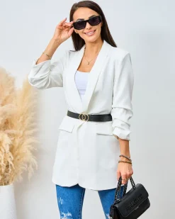 Royalfashion Marynarka damska z paskiem