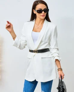 Royalfashion Marynarka damska z paskiem