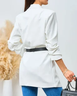 Royalfashion Marynarka damska z paskiem