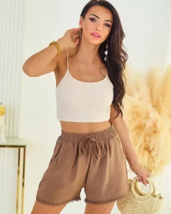 Royalfashion Materiałowe krótkie spodenki damskie