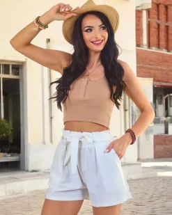 Royalfashion Materiałowe krótkie spodenki damskie