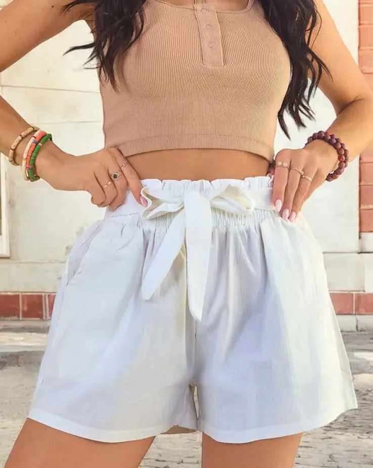 Royalfashion Materiałowe krótkie spodenki damskie