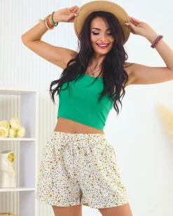Royalfashion Materiałowe krótkie spodenki damskie w kwiaty