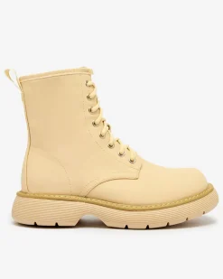 Royalfashion Matowe beżowe botki damskie Kucillo