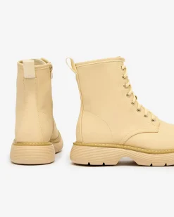 Royalfashion Matowe beżowe botki damskie Kucillo