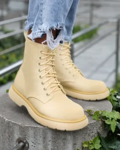 Royalfashion Matowe beżowe botki damskie Kucillo