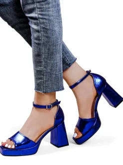 Royalfashion Metaliczne damskie sandały Voleles