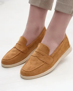 Royalfashion Mokasyny damskie eko-zamszowe w kolorze camelowym Daffer