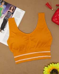 Royalfashion Musztardowy damski biustonosz sportowy