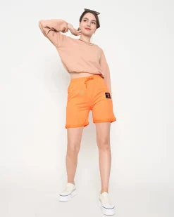 Royalfashion Neonowe pomarańczowe damskie spodenki przed kolano