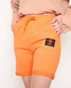 Royalfashion Neonowe pomarańczowe damskie spodenki przed kolano