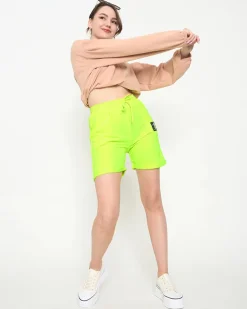 Royalfashion Neonowe żółte damskie spodenki przed kolano