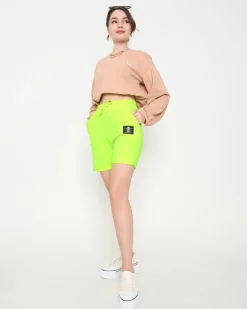 Royalfashion Neonowe żółte damskie spodenki przed kolano