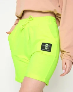 Royalfashion Neonowe żółte damskie spodenki przed kolano