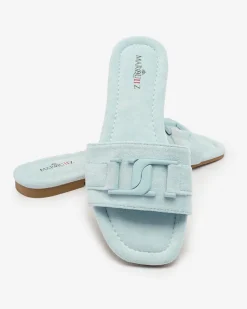 Royalfashion Niebieskie damskie klapki z klamerką Rydr