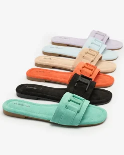 Royalfashion Niebieskie damskie klapki z klamerką Rydr