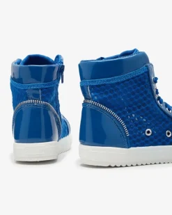 Royalfashion Niebieskie dziewczęce wysokie tenisówki Borris