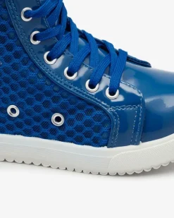 Royalfashion Niebieskie dziewczęce wysokie tenisówki Borris