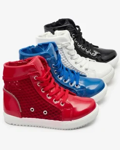 Royalfashion Niebieskie dziewczęce wysokie tenisówki Borris