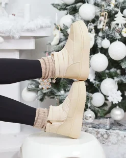 Royalfashion Śniegowce damskie w beżowym kolorze Fopinia