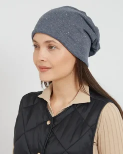 Royalfashion Ocieplana damska czapka z cyrkoniami