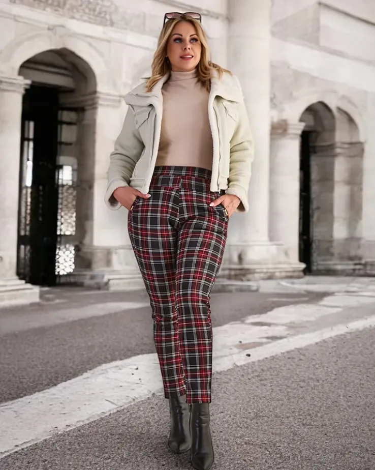 Royalfashion Ocieplane damskie spodnie typu tregginsy PLUS SIZE