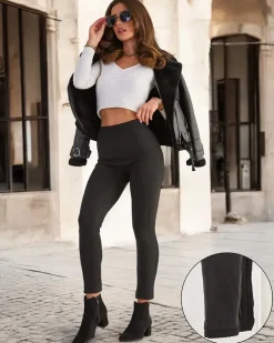 Royalfashion Ocieplane legginsy damskie prążkowane