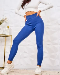 Royalfashion Ocieplane legginsy damskie prążkowane