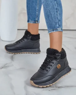 Royalfashion Ocieplane sneakersy damskie z futerkiem Frozit