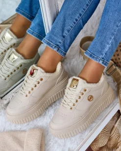 Royalfashion Ocieplane sneakersy damskie z futerkiem Sofi