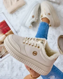 Royalfashion Ocieplane sneakersy damskie z futerkiem Sofi