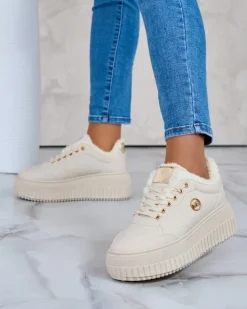 Royalfashion Ocieplane sneakersy damskie z futerkiem Sofi