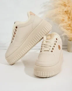 Royalfashion Ocieplane sneakersy damskie z futerkiem Sofi