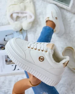 Royalfashion Ocieplane sneakersy damskie z futerkiem Sofi