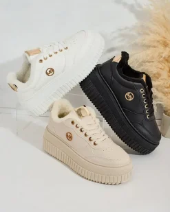 Royalfashion Ocieplane sneakersy damskie z futerkiem Sofi