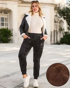 Royalfashion Ocieplane spodnie dresowe damskie PLUS SIZE