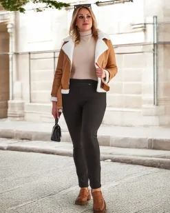 Royalfashion Ocieplane spodnie damskie typu tregginsy w kolorze czarnym PLUS SIZE