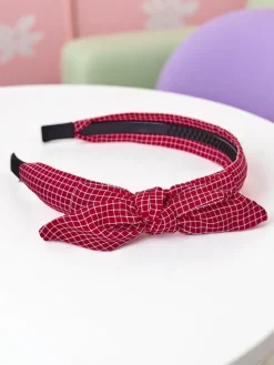 Royalfashion Opaska do włosów z kokardką w kratkę Gosia