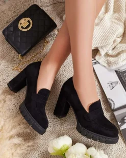 Royalfashion Półbuty damskie na wysokim słupku Sluppe