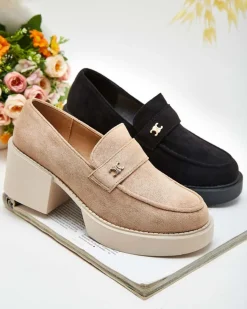 Royalfashion Półbuty damskie na wysokim słupku Pegorami