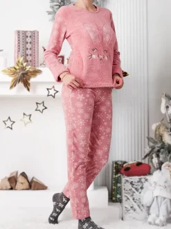 Royalfashion Piżama damska z króliczkiem a'la polarowa